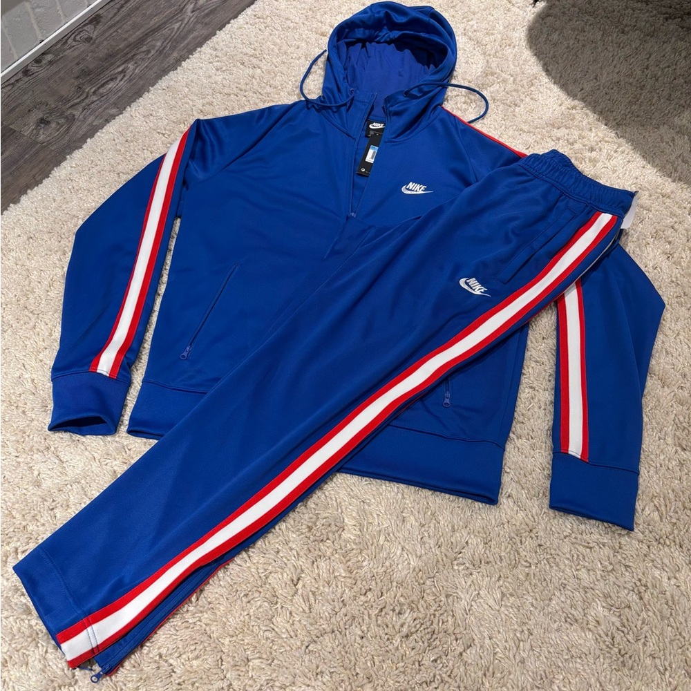 Nike Royal Blue Tracksuit with Red and White Accents - Men’s size medium